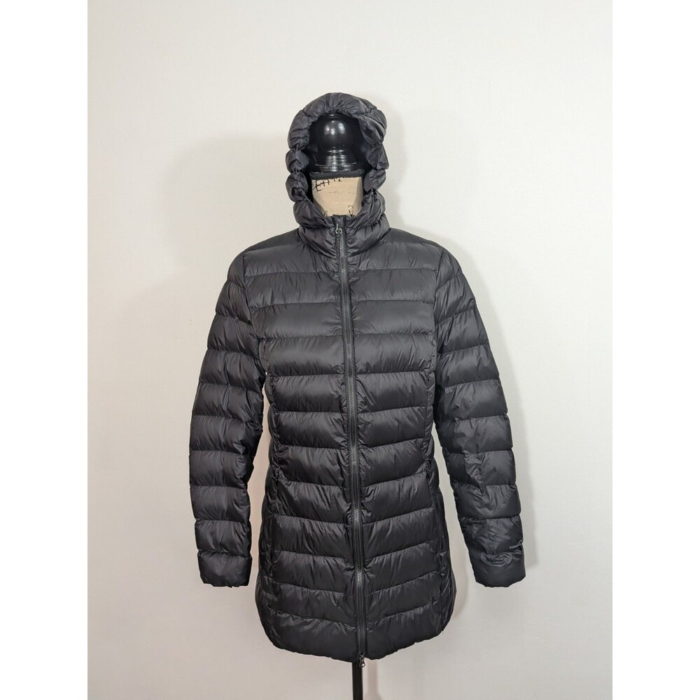 Eddie Bauer Womens Hooded Jacket Black Down 650 Fill Lightweight Medium  M
